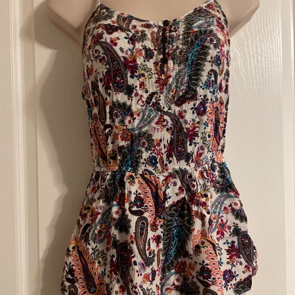 American Eagle Outfitters Pants - American Eagle Outfitters Y2K Multicolor Paisley Romper S Boho Preppy Casual